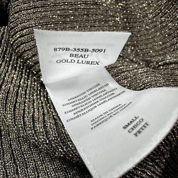 Rails NWT Beau Button Front Cardigan Gold Lurex Size S Ribbed Sparkly Fitted - Picture 9 of 12